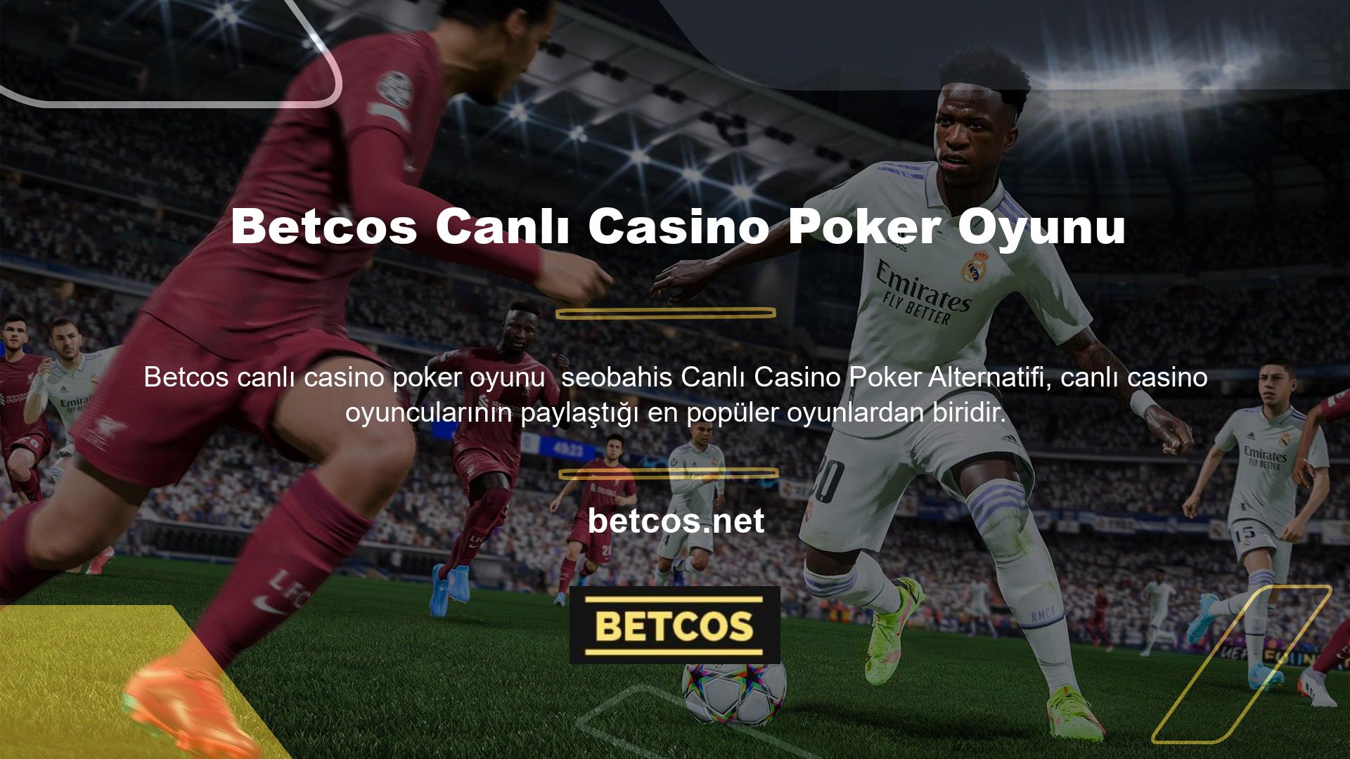 Betcos yurt içi yayıncılık faaliyetlerine devam etmekte ve çeşitli canlı casino oyun seçenekleri üretmektedir